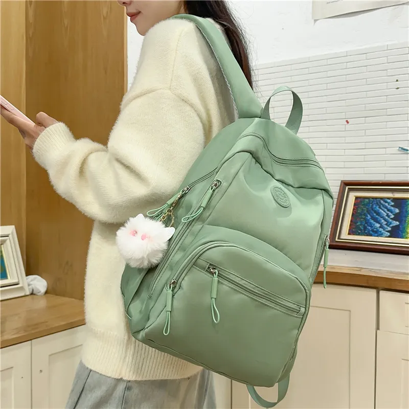 Deli Bear Nylon Backpack Regular Unisex Black \ Green \ Pink \ Khaki-6