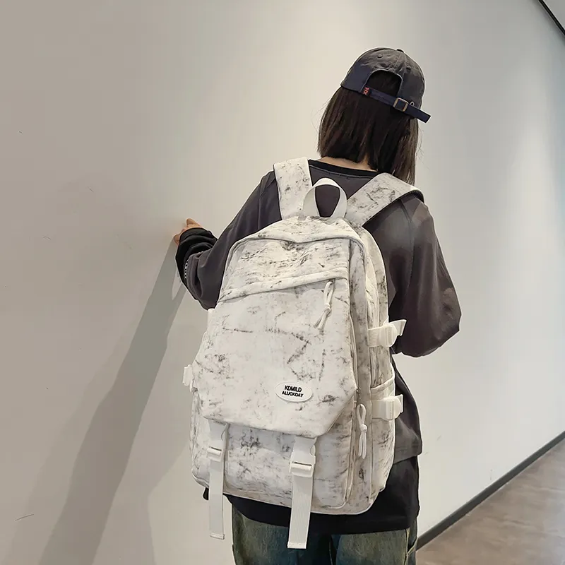 OUZIHUANG Nylon Backpack Regular Unisex Black/White/Green/Red-8