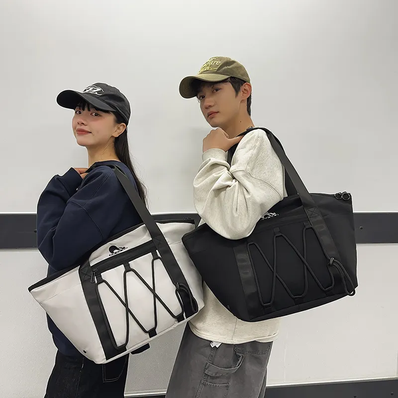 Deli Bear Nylon Shoulder Bag Unisex Black/Gray-6