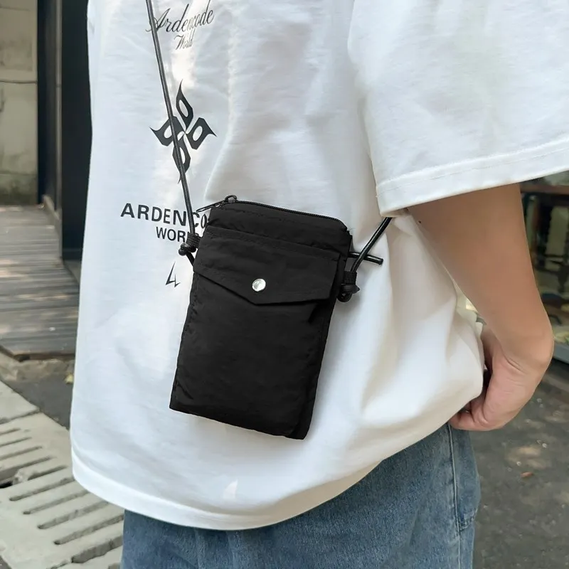 OUZIHUANG Nylon Cell Phone Pouch Unisex Black/Green/Brown/Ecru/Khaki-8