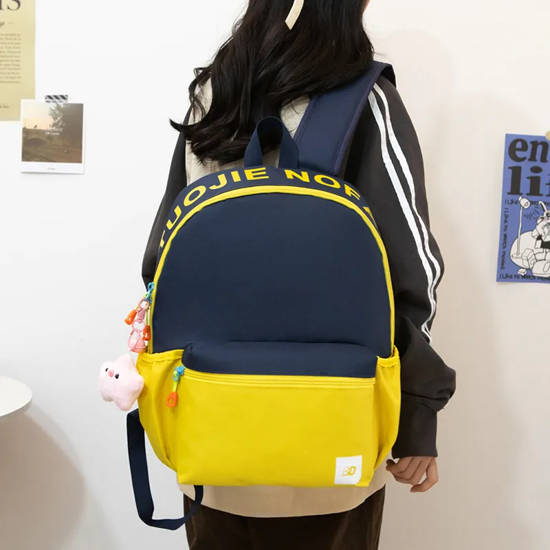 OUZIHUANG Nylon Backpack Regular Women's Pink/Red/Pink & Blue/Blue & Yellow-3