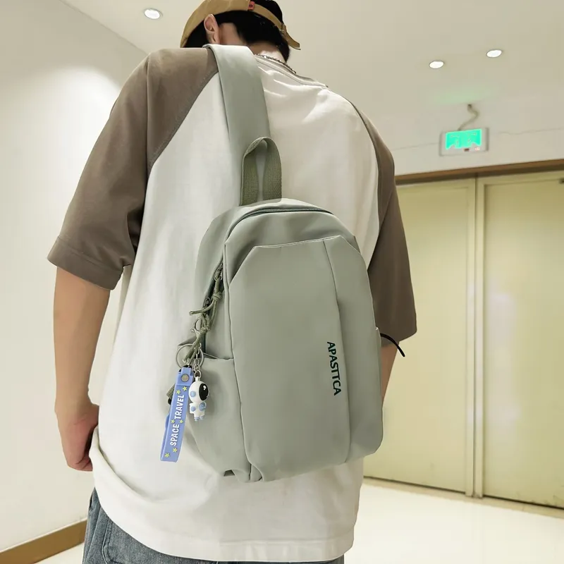 Deli Bear Nylon Backpack One Shoulder Crossbody Sling Bag Regular Unisex Green/White/Black-3