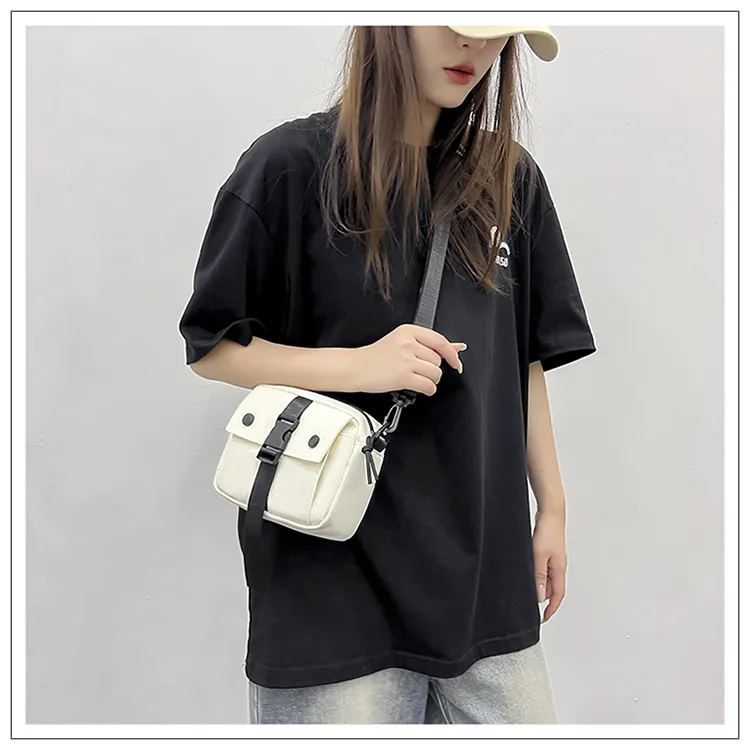 Tong Tong Rabbit Nylon Crossbody Bag Unisex Black/White/Khaki-7