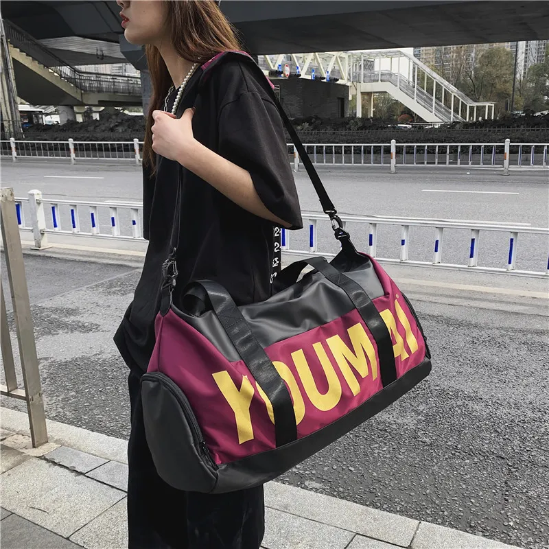 HCXK Nylon Gym Bag Medium Size Unisex Black/Yellow/Khaki/Pink/Purple-45
