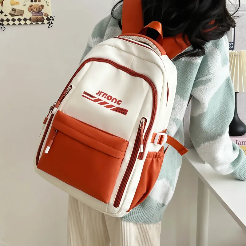 Deli Bear Nylon Backpack Regular Unisex Brown/Orange/Black/Khaki/Green-7