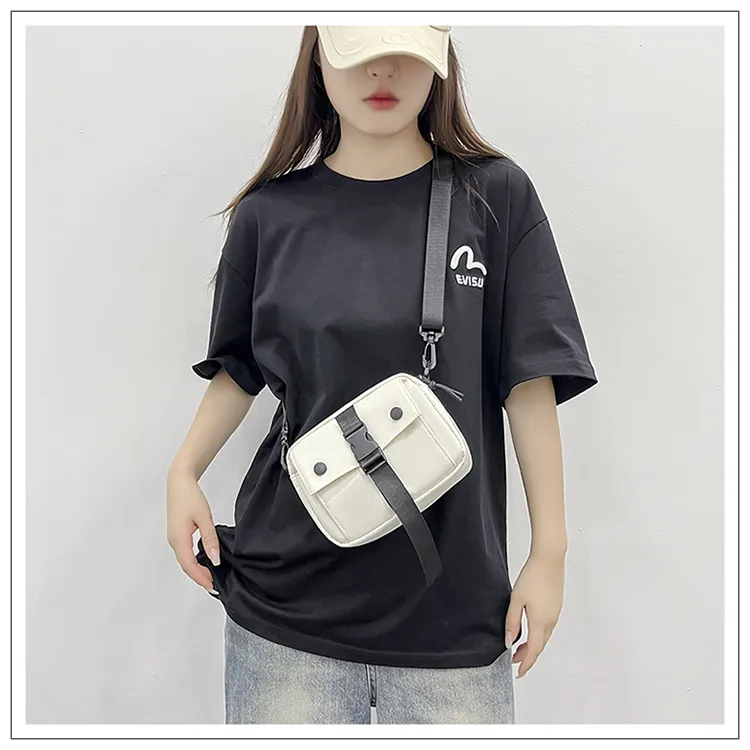 Tong Tong Rabbit Nylon Crossbody Bag Unisex Black/White/Khaki-8