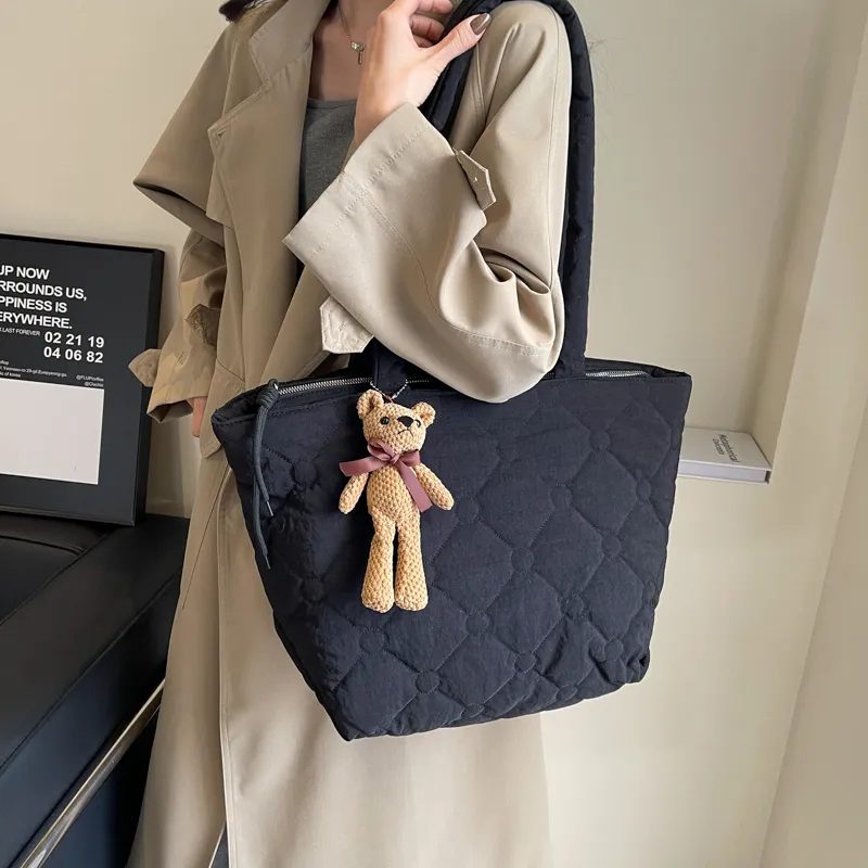 OUZIHUANG Canvas Tote Bag, Shopping Bag, Shoulder Bag Women's Coffee/Khaki/Ecru/Black-22