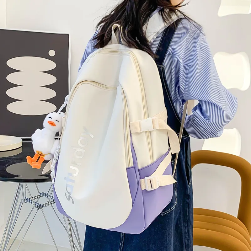 Deli Bear Nylon Backpack Regular Unisex Light Blue & Orange/Purple/Orange & Dark Blue/White/Gray/Black-2