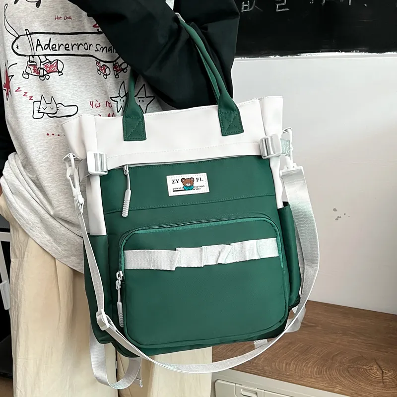 Deli Bear Canvas Canvas Bag Backpack Regular Unisex Green/Blue/Orange/Khaki/Black/Purple-9