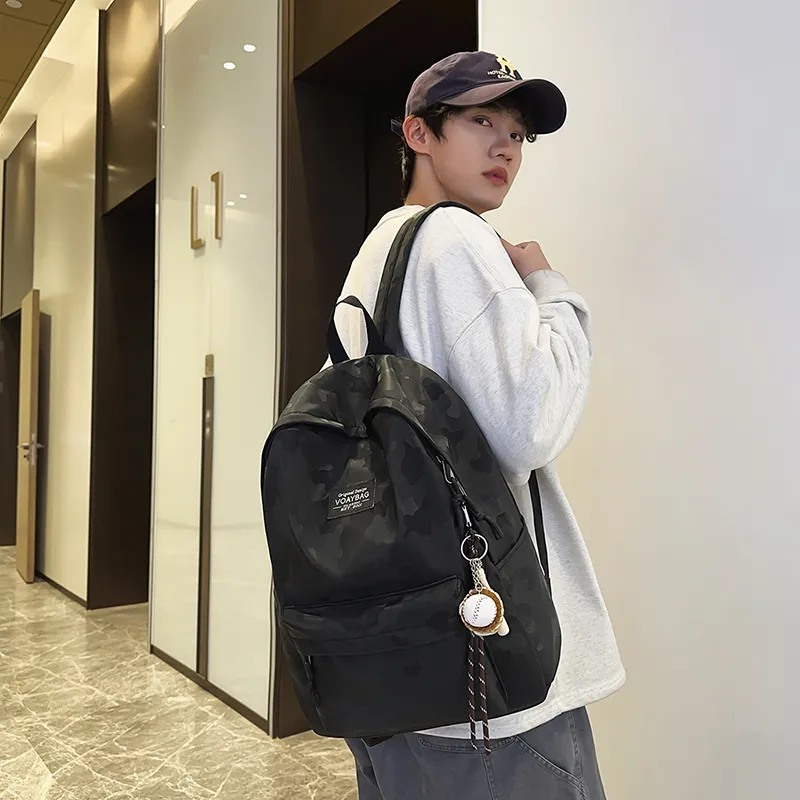 OUZIHUANG Polyester Backpack Regular Unisex Black/Blue/White/Gray-2
