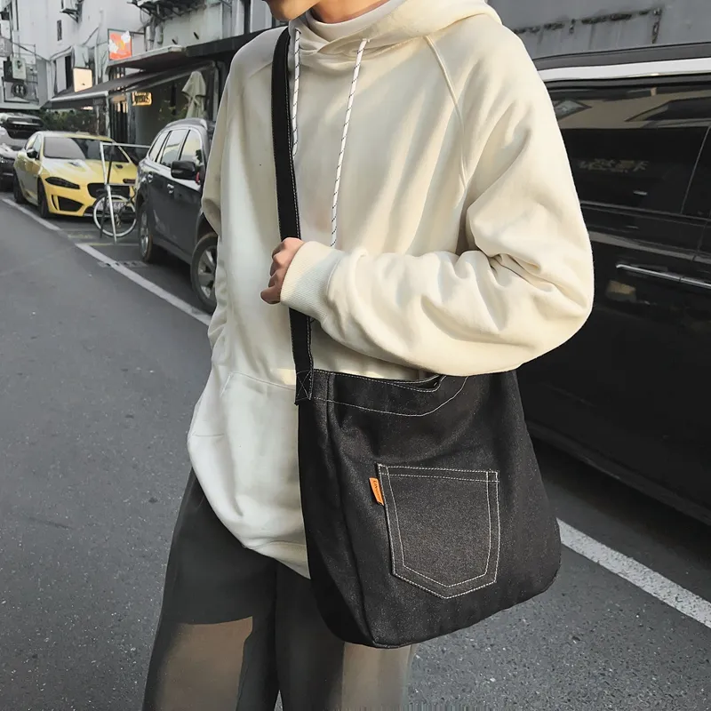 OUZIHUANG Denim Shoulder Bag Unisex-1
