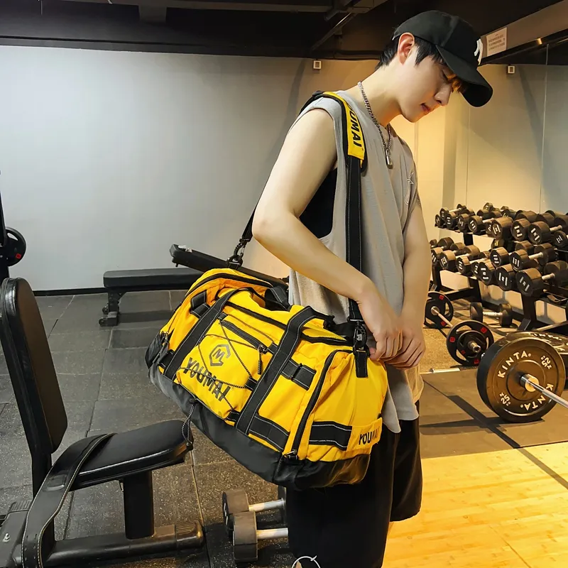 Deli Bear Nylon Fabric Gym Bag Unisex Black \ Pink \ Khaki \ Blue \ Yellow \ White \ Turquoise-21