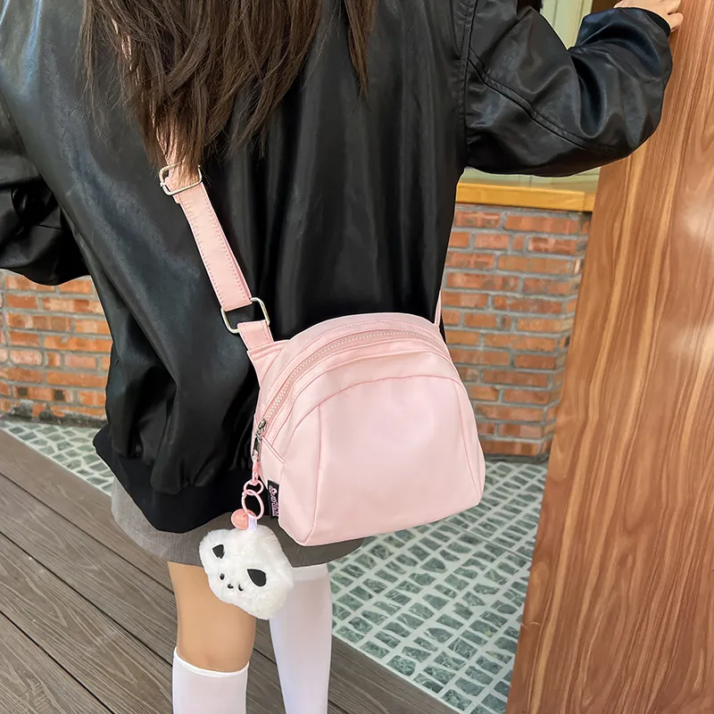 Deli Bear Nylon Shoulder Bag Unisex Black/Pink/White/Green-9