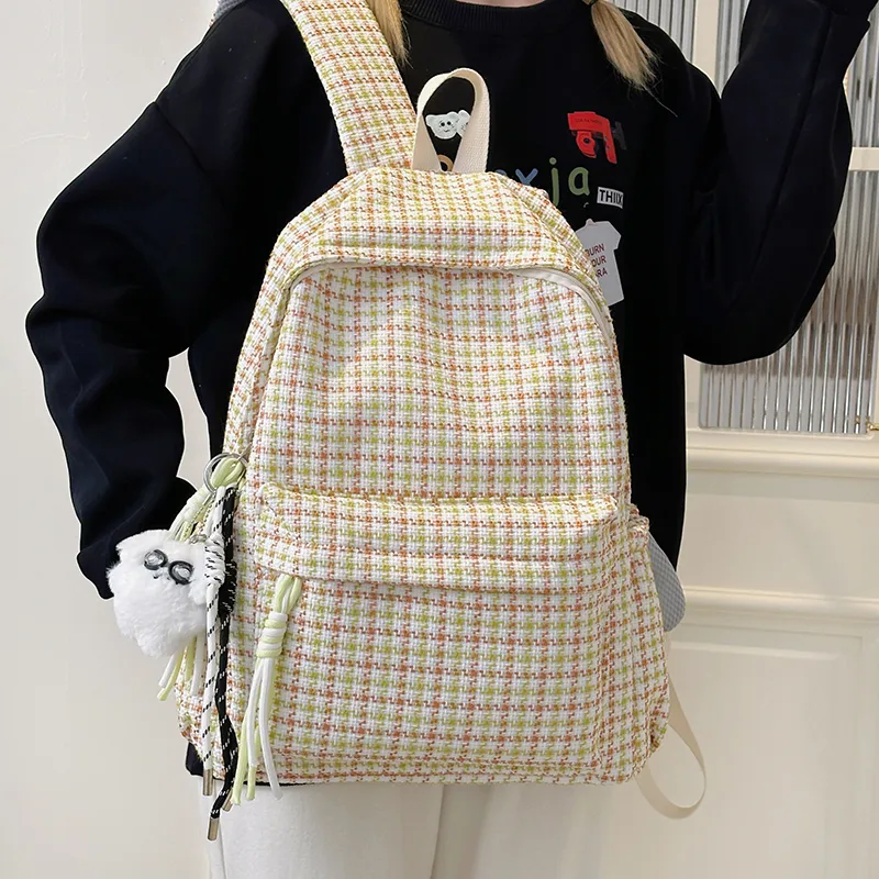 OUZIHUANG Nylon Backpack Women's Pink/Blue/Black/Ecru/Green-14