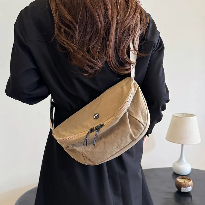 OUZIHUANG Nylon Fabric Shoulder Bag Crossbody Bag Unisex Black/Orange/Green/Khaki/Gray-31