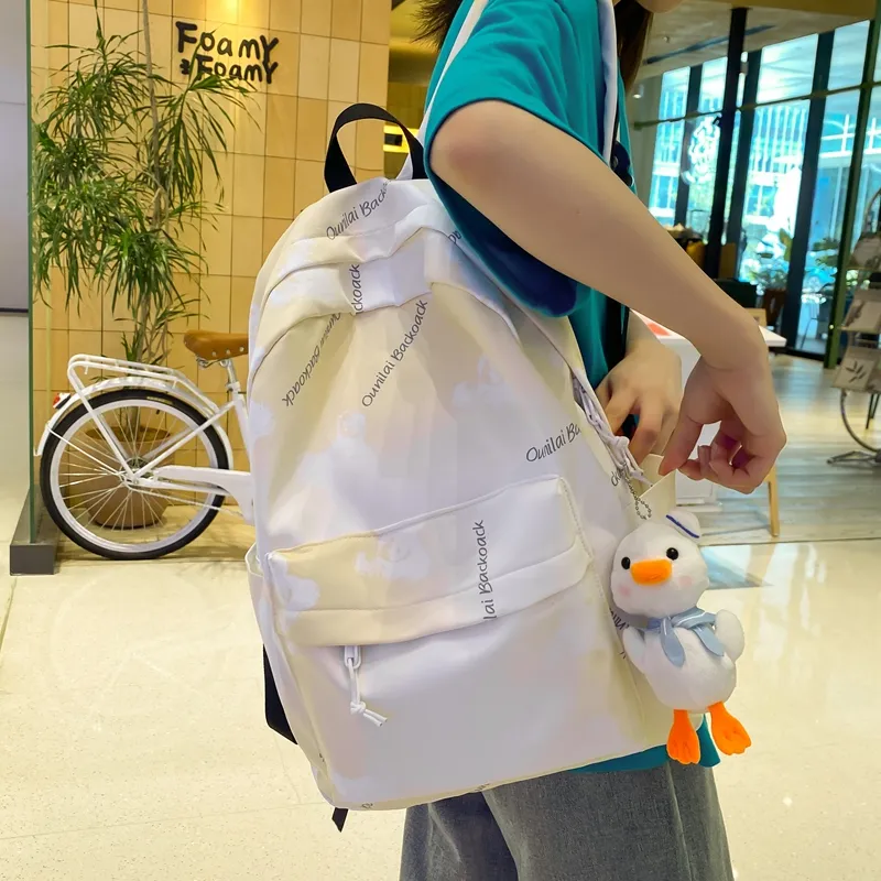 Deli Bear Nylon Backpack Regular Women's Black/Gray/Yellow/Green-14
