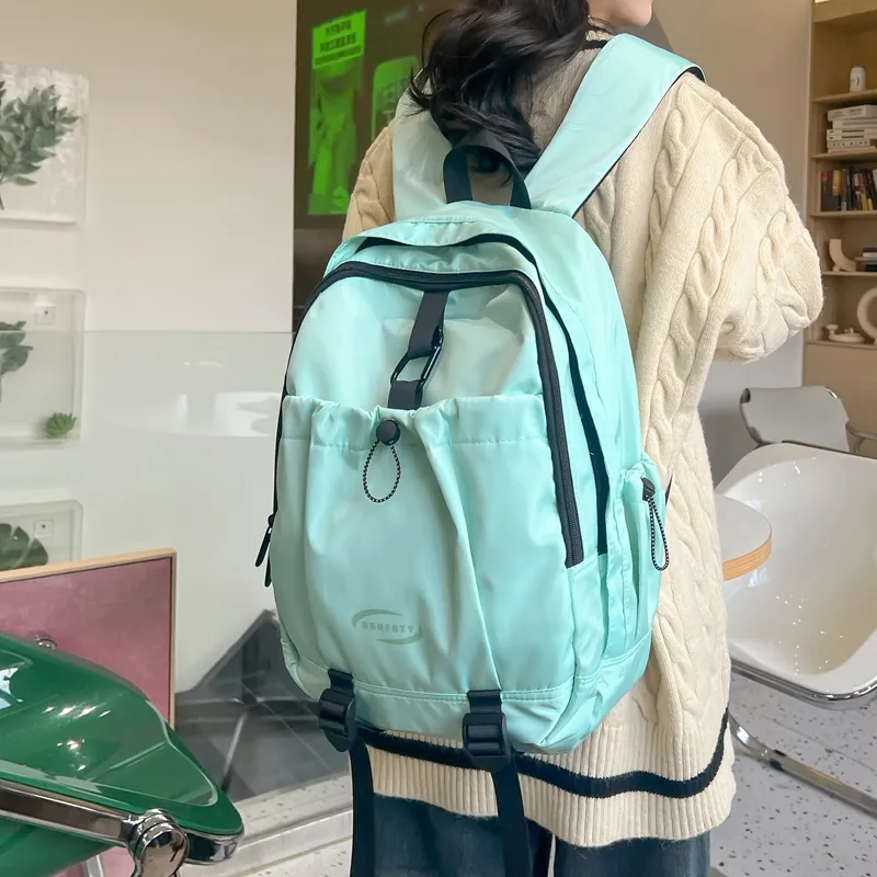 Deli Bear Nylon Backpack Regular Women's White/Pink/Black/Green-21
