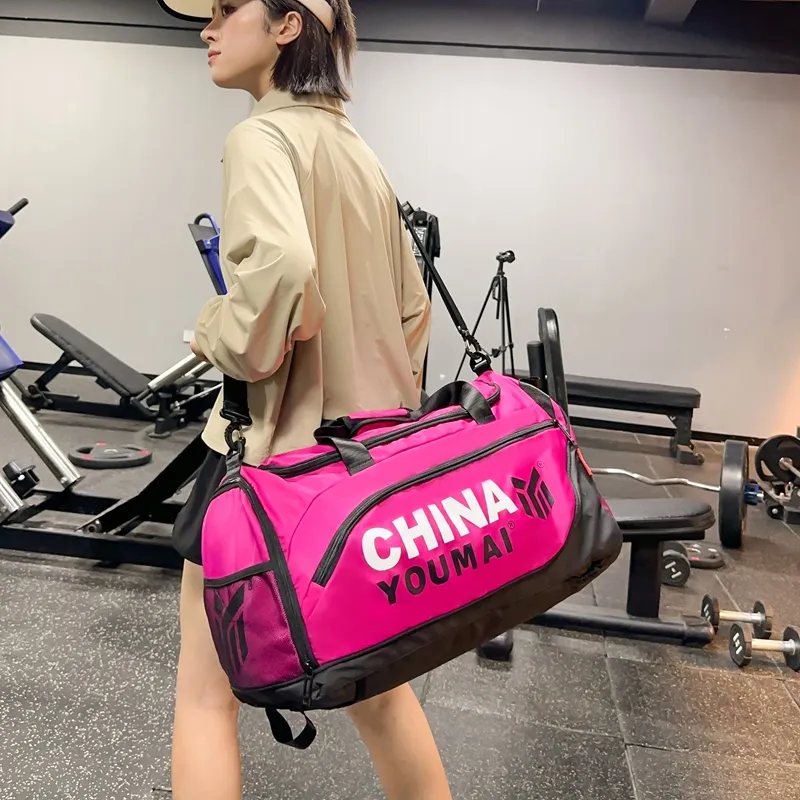 Deli Bear Nylon Gym Bag Large Size Unisex Black/Pink/Khaki/Rose Red/Yellow/Army Green-21