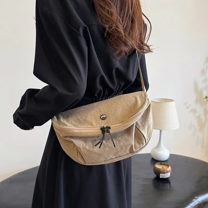 OUZIHUANG Nylon Fabric Shoulder Bag Crossbody Bag Unisex Black/Orange/Green/Khaki/Gray-26
