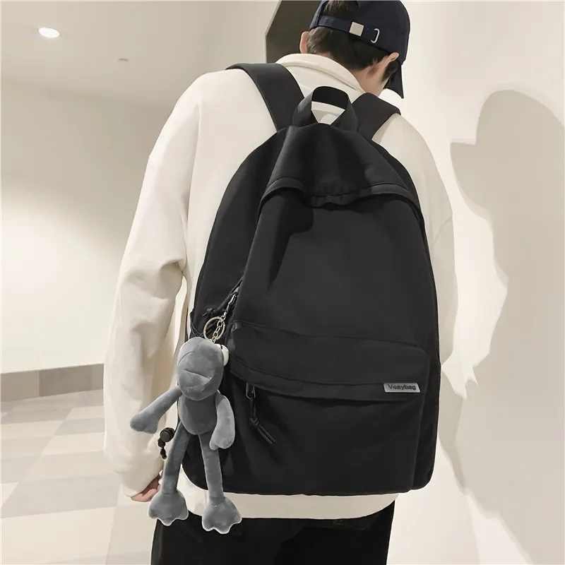 OUZIHUANG Nylon Backpack Unisex Black/White/Pink/Gray-2