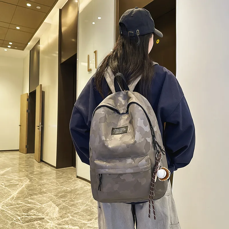 OUZIHUANG Polyester Backpack Regular Unisex Black/Blue/White/Gray-13