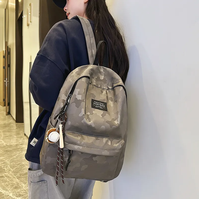 OUZIHUANG Polyester Backpack Regular Unisex Black/Blue/White/Gray-14