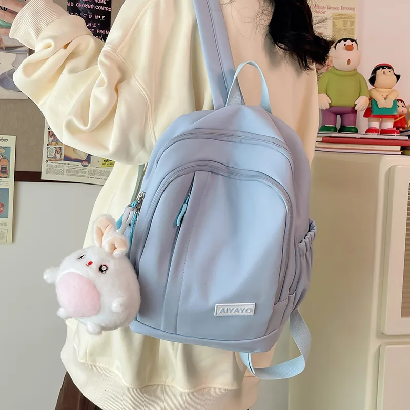 OUZIHUANG Nylon Backpack Large Size Unisex Pink/Blue/White/Black/Yellow/Green-5