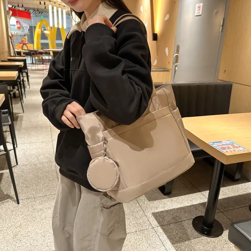 OUZIHUANG Nylon Shoulder Bag Unisex Black/Pink/Khaki/Green-10