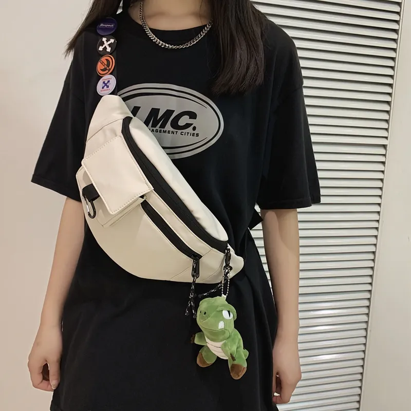 OUZIHUANG Nylon Sling Bag Regular Unisex Black/Blue/White-9