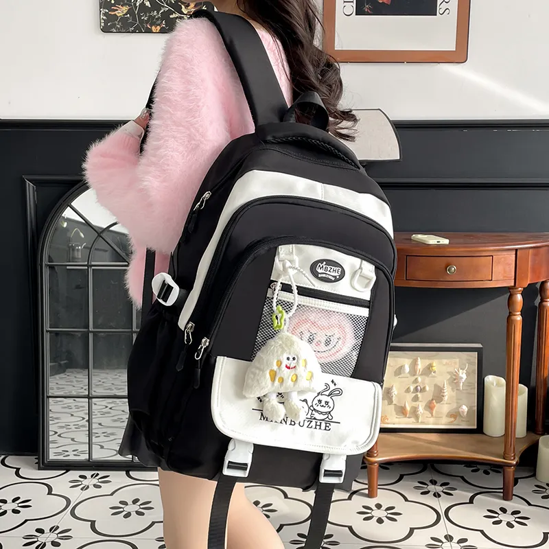 Tong Tong Rabbit Canvas Backpack Unisex Multicolor-4