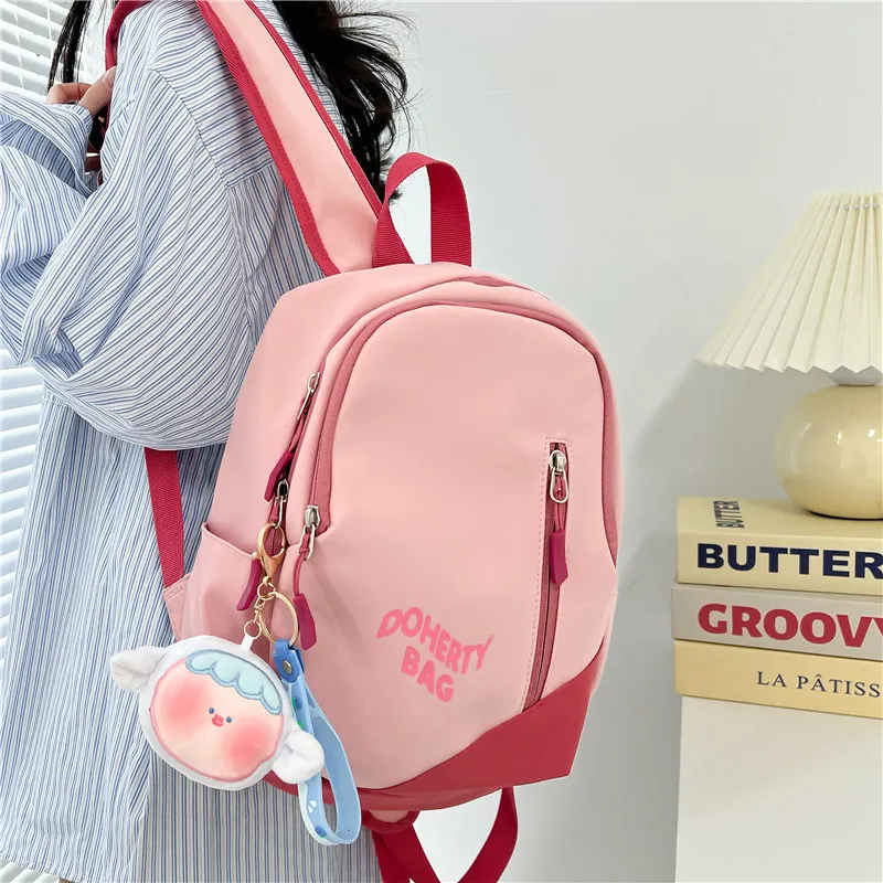 Deli Bear Nylon Backpack Regular Women's Pink/Black/Red White/Gray White/Gray Blue-3