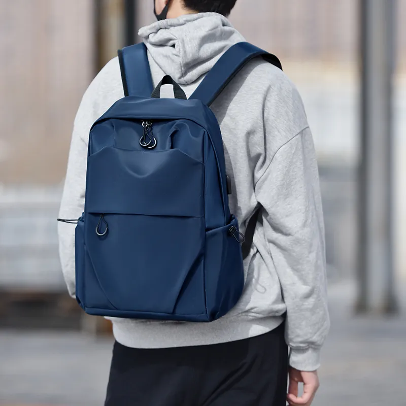 Deli Bear Nylon Laptop Backpack Regular Unisex Black/Gray/Blue-11