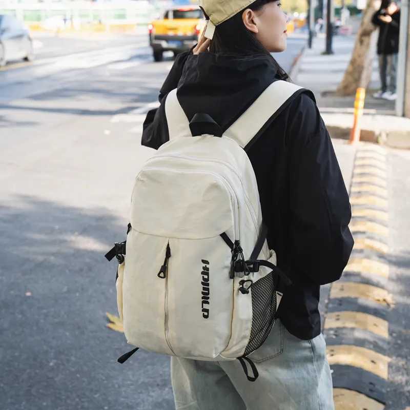 OUZIHUANG Nylon Backpack Regular Unisex Black/Ecru/Gray/Khaki-8
