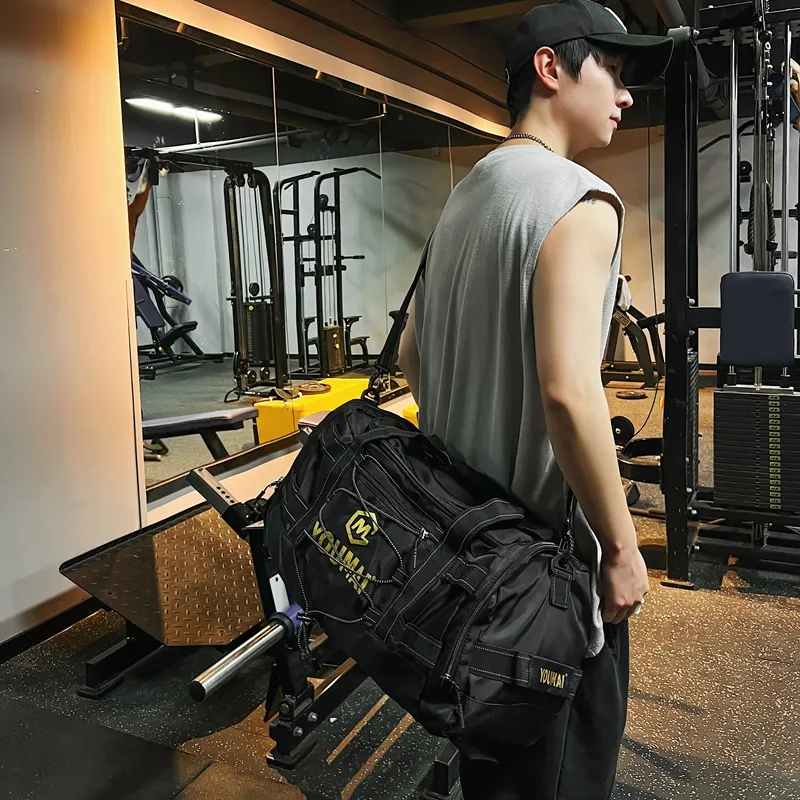 Deli Bear Nylon Fabric Gym Bag Unisex Black \ Pink \ Khaki \ Blue \ Yellow \ White \ Turquoise-3