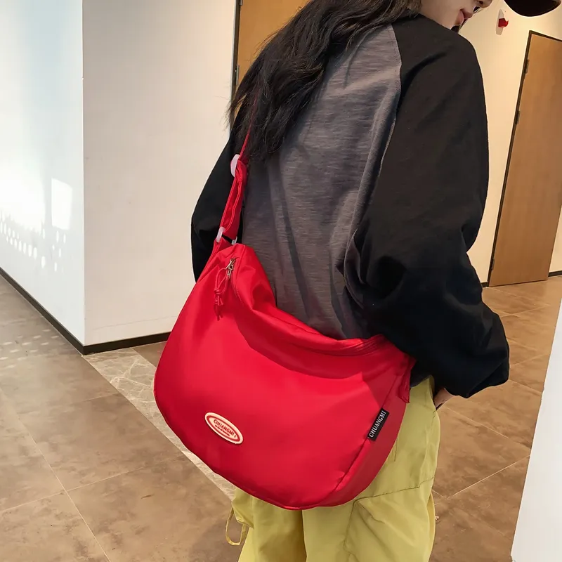 Deli Bear Nylon Crossbody Bag Large Size Unisex Black & Green/Pure Black/Red/Ecru-7
