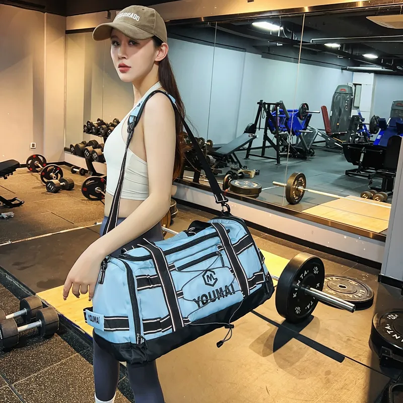 Deli Bear Nylon Fabric Gym Bag Unisex Black \ Pink \ Khaki \ Blue \ Yellow \ White \ Turquoise-17