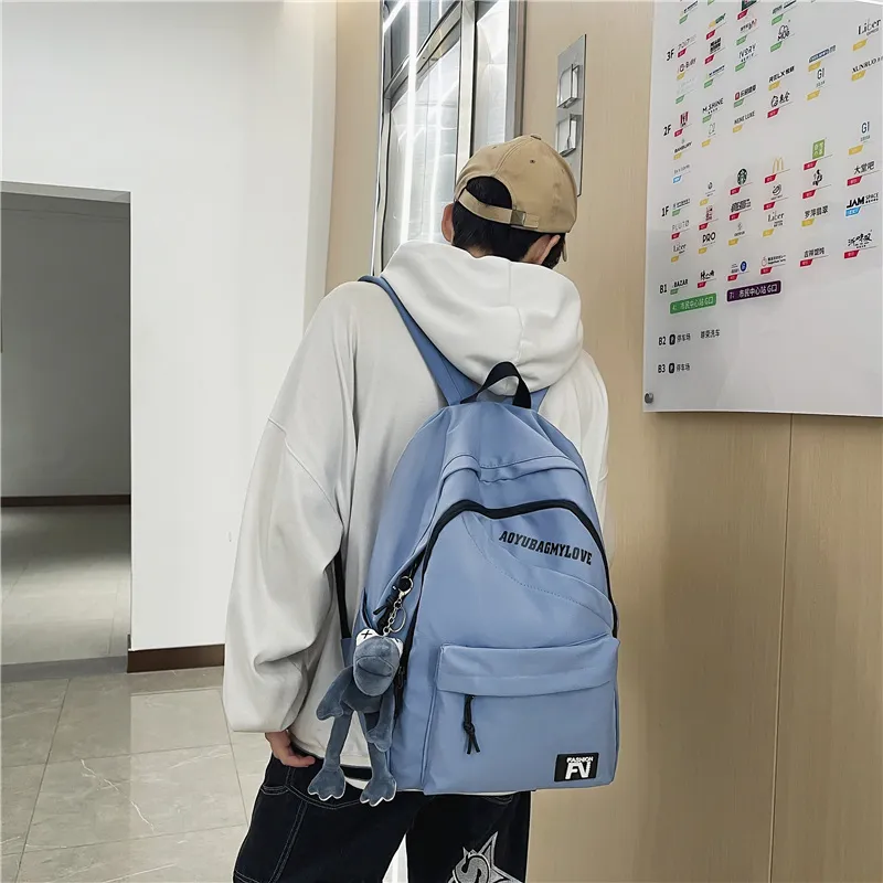OUZIHUANG Nylon Backpack Unisex Black/Ecru/Red/Blue-12