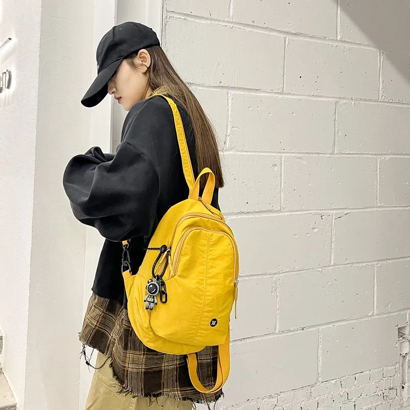Deli Bear Nylon Fabric Backpack Regular Unisex Egg Yolk Sand\ Black \ Ecru \ Vanilla Cream-4