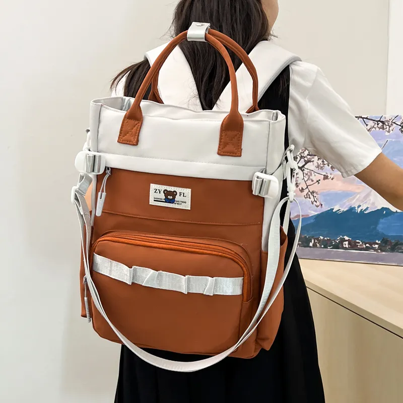 Deli Bear Canvas Canvas Bag Backpack Regular Unisex Green/Blue/Orange/Khaki/Black/Purple-12