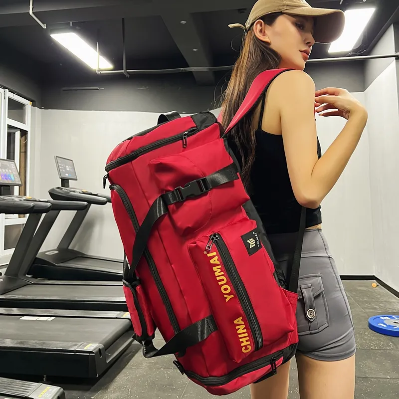 Deli Bear Nylon Gym Bag Unisex Black/Pink/Khaki/Red/Yellow/Army Green/Blue-19