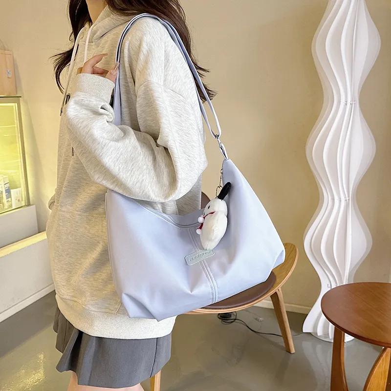 OUZIHUANG Nylon Crossbody Bag Shoulder Bag Regular Unisex Black/White/Purple/Pink-11