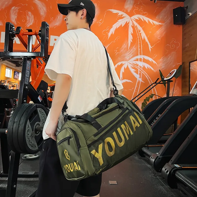 Deli Bear Nylon Gym Bag Large Size Unisex Black/Pink/Khaki/Purple/Army Green-17