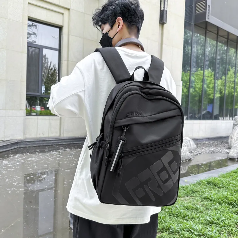 Deli Bear Nylon Backpack Regular Unisex Khaki/Gray/Green/Black/Blue/Light Gray-9