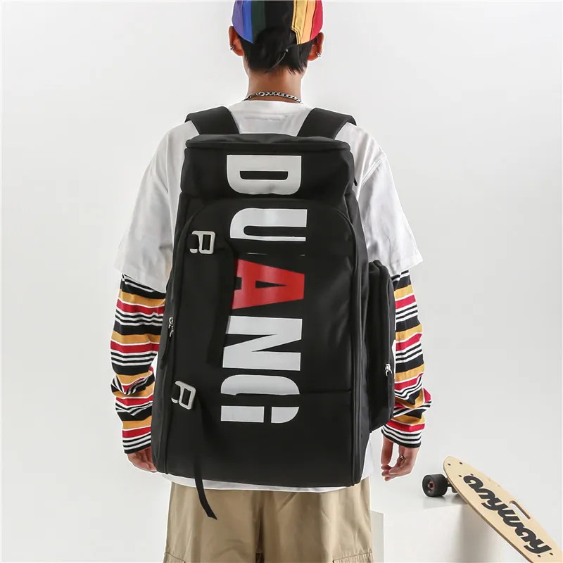 Deli Bear Oxford Backpack Large Size Unisex Blue Green/White/Black-4