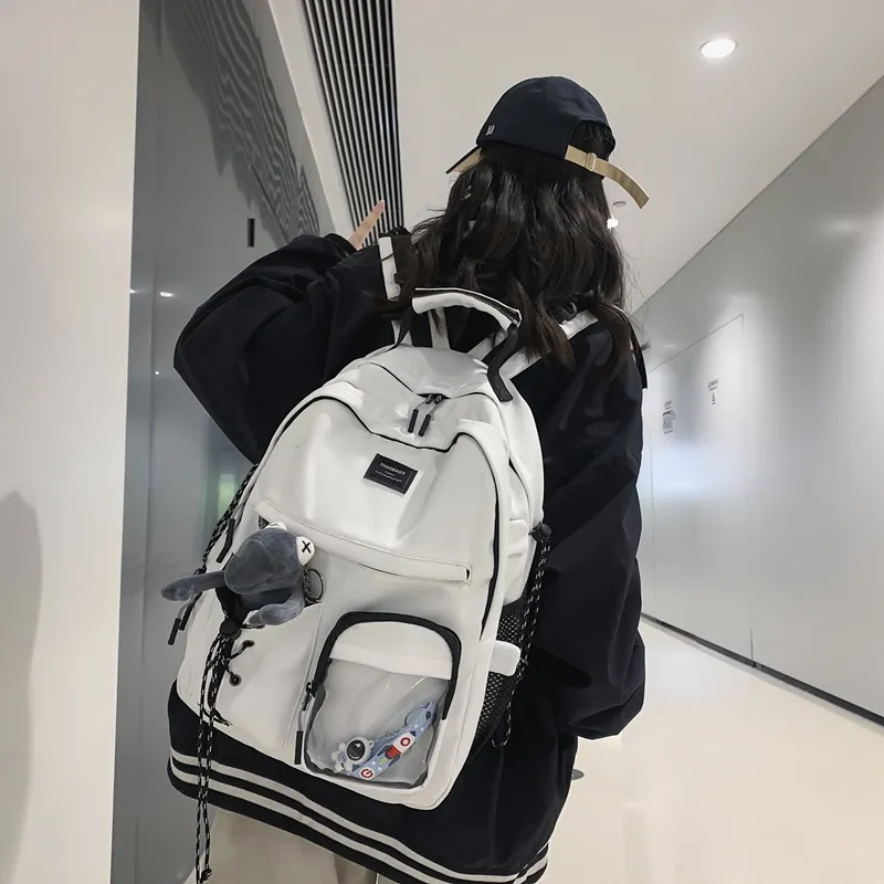 Deli Bear Nylon Backpack Regular Unisex White/Black-1