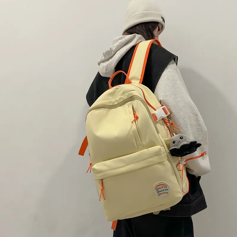 Deli Bear Nylon Backpack Regular Unisex Black/White/Yellow/Pink-10
