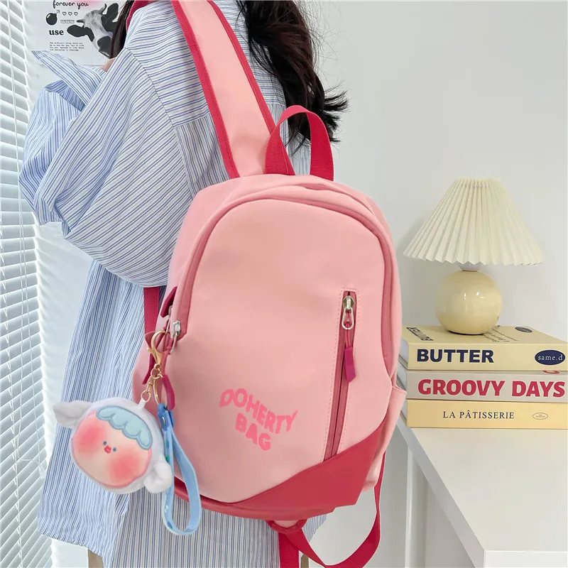 Deli Bear Nylon Backpack Regular Women's Pink/Black/Red White/Gray White/Gray Blue-4