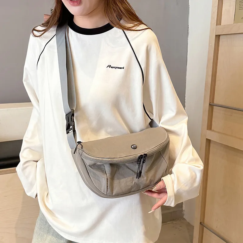 OUZIHUANG Nylon Fabric Shoulder Bag Crossbody Bag Unisex Black/Orange/Green/Khaki/Gray-18