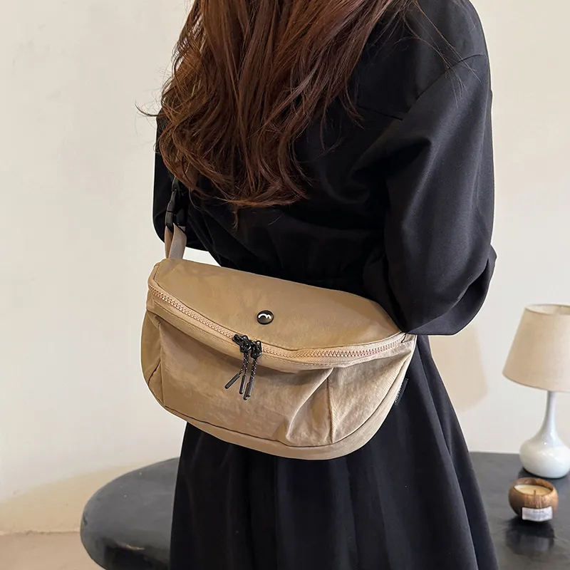 OUZIHUANG Nylon Fabric Shoulder Bag Crossbody Bag Unisex Black/Orange/Green/Khaki/Gray-29