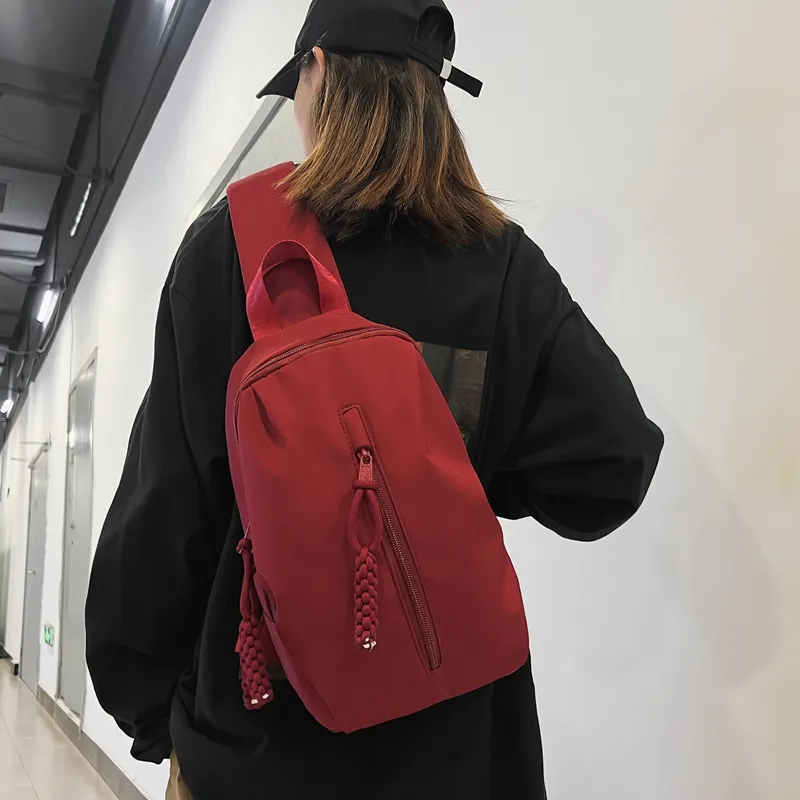 Deli Bear Nylon Crossbody Bags Sling Bags Regular Unisex White/Red/Black-11